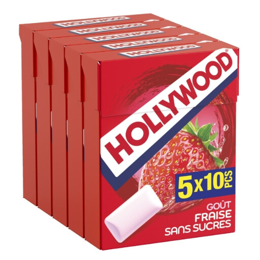 Hollywood Chewing Gum Strawberry x5