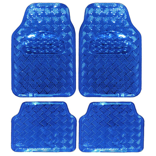eSituro Universal Car Floor Mats in Blue Aluminium Look