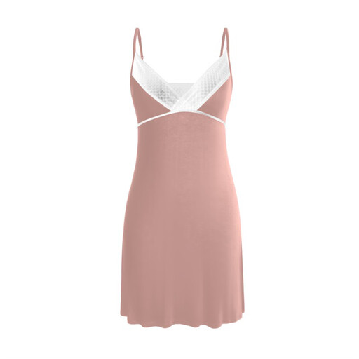 IZURIA Collar Wide Lace V-Neck Pink Suspender Dress S