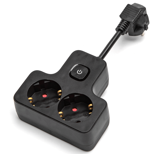 Aigostar Power Strip with Cord, German 2-Way, 5cm Short Wire