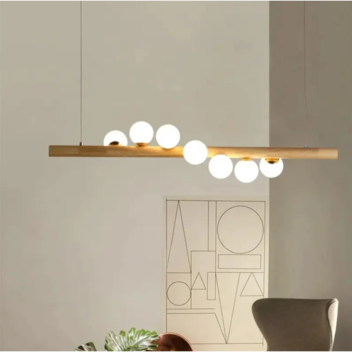 Homary Modern Linear Pendant Light with 7 Spiral Glass Globes