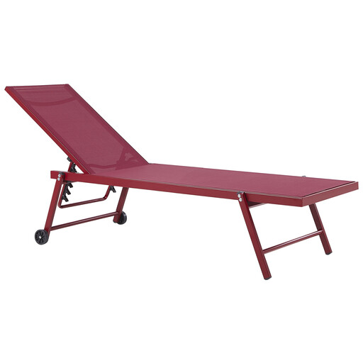 Beliani Aluminium Reclining Sun Lounger Burgundy PORTOFINO