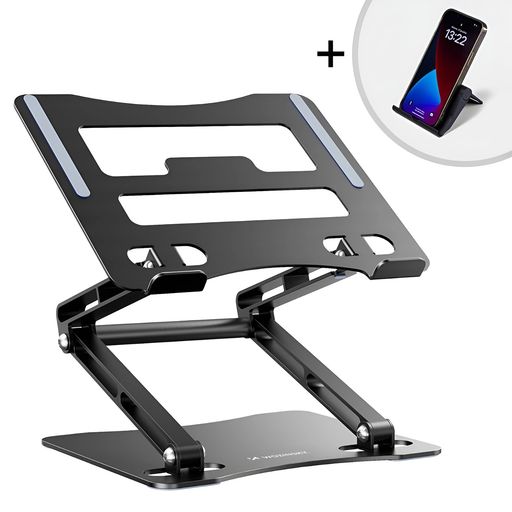 Wozinsky WRS-CPY75DSB Aluminum Laptop and Tablet Stand + Free Smartphone Stand – Black