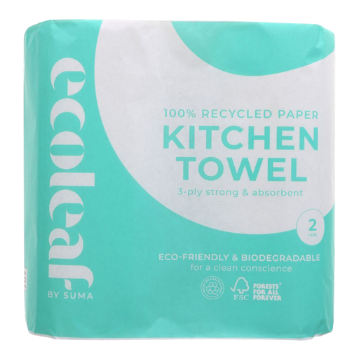 ECOLEAF BY SUMA Kitchen Towel Jumbo, 100% Recycled, 3-Ply, 2 Rolls