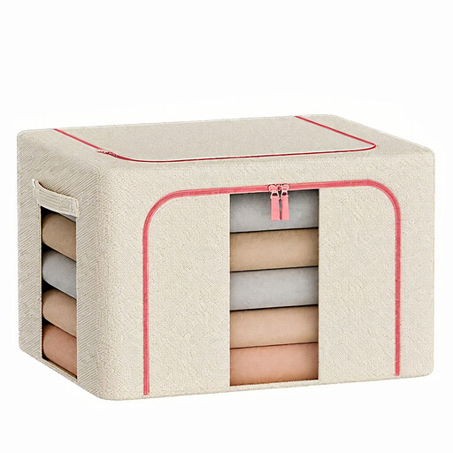 2pcs SNSP Storage Box Large Cloth Quilt Fabric Sorting Box Oxford Fabric Folding Storage Box Khaki Color 66L x 2pcs
