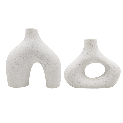 White Boho-Style Ceramic Vase Set