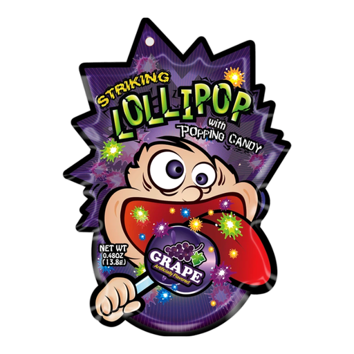 striking | Lollipop with Popping Candy - Grape 13，8g. Grape Flavor 13.8 g
