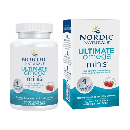 Nordic Naturals Omega-3 Fish Oil Heart & Brain Support Ultimate 2X Mini 1120mg Strawberry Flavour