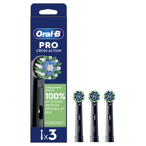 Oral-B Pro Cross Action 3-Pack Replacement Brush Heads - Black
