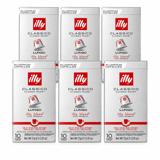 Illy Classico Lungo Coffee Capsules - 6 x 10 pcs