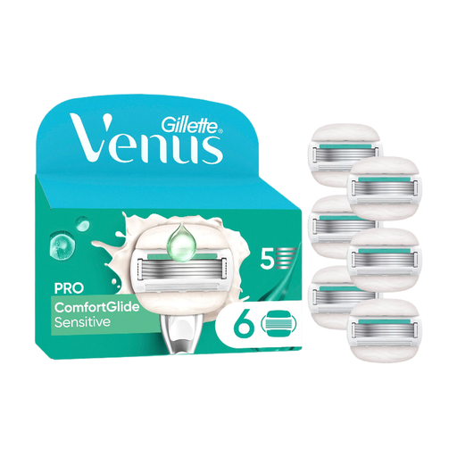 Gillette Venus Pro ComfortGlide Sensitive Women's Razor Blade Refills 6 Units