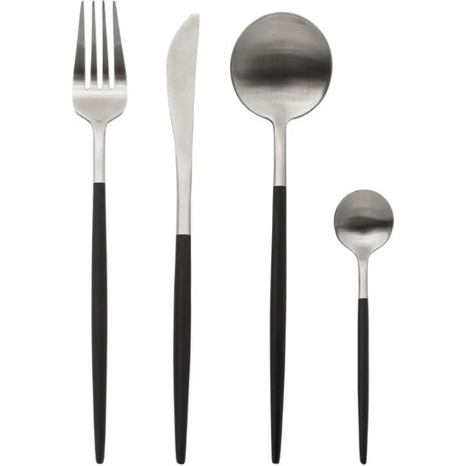 Secret de Gourmet Ida Stainless Steel Cutlery Set, Black & Silver