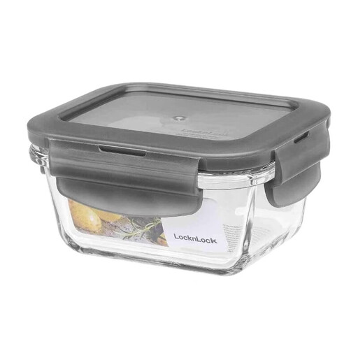 Récipient Euro ovenglass container square 500 ml avec couvercle gris