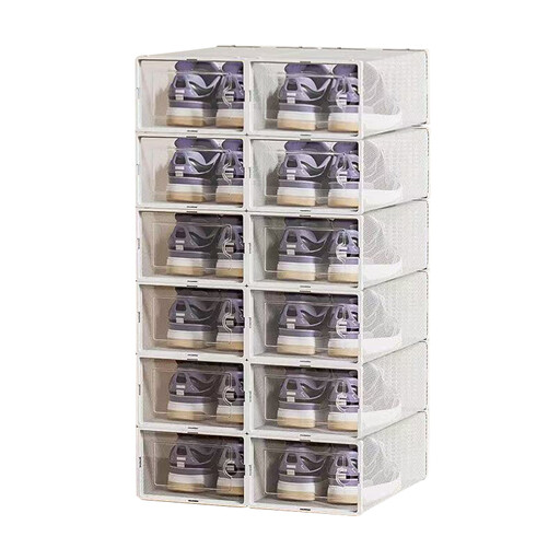 Vilscijon Large Shoe Boxes, Stackable Shoe Storage Bins, 12 Pack