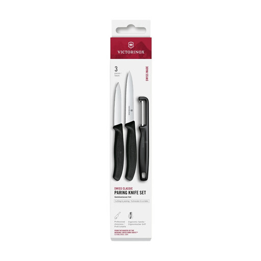 Victorinox Swiss Classic, Vegetable Knife with I-Peeler, 3 Pieces, Black, Box