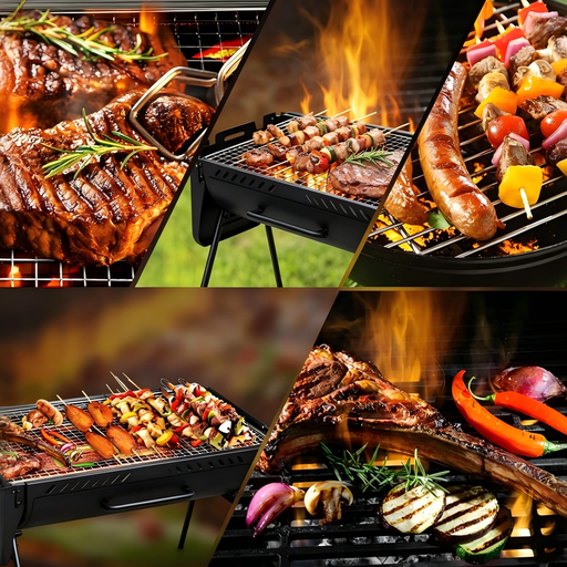 Outdoor Portable Charcoal Grill with Rotisserie