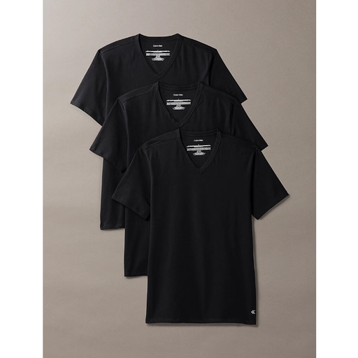Calvin Klein S/S V-Neck 3-Pack - Cotton Stretch - Men's Shirt Black L