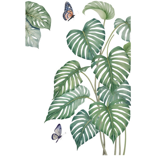 Green Tropical Assorted Leaves Wall Decals