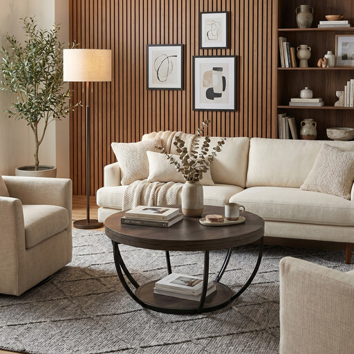LANTINE Runder Couchtisch mit 2 Ebenen
