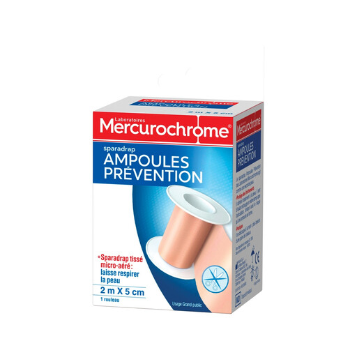 Mercurochrome blister prevention adhesive strip