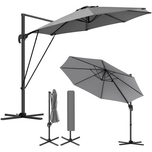 WOLTU Aluminium Cantilever Parasol, 360° Swivel with 5 Tilt Positions, UPF 50+ Sun Protection