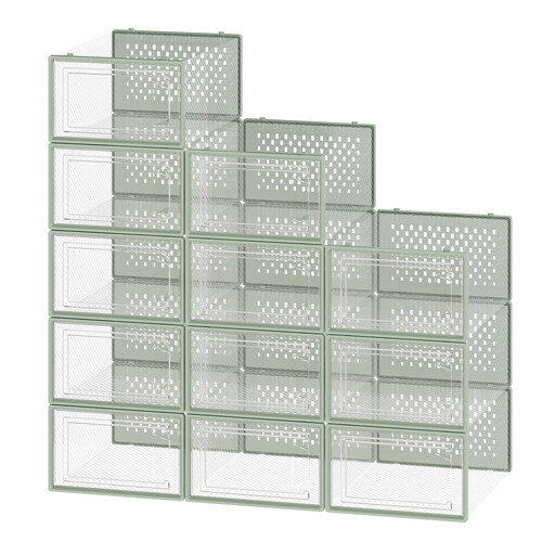 JOYFURNOS Set mit 12 stapelbaren Sneaker-Aufbewahrungsboxen