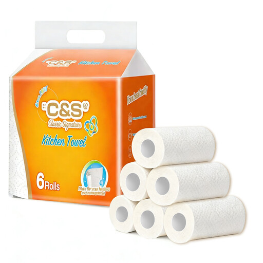 C&S Kitchen Rolls, 2-Ply, 390 Sheets (65 Sheets * 6 Rolls)