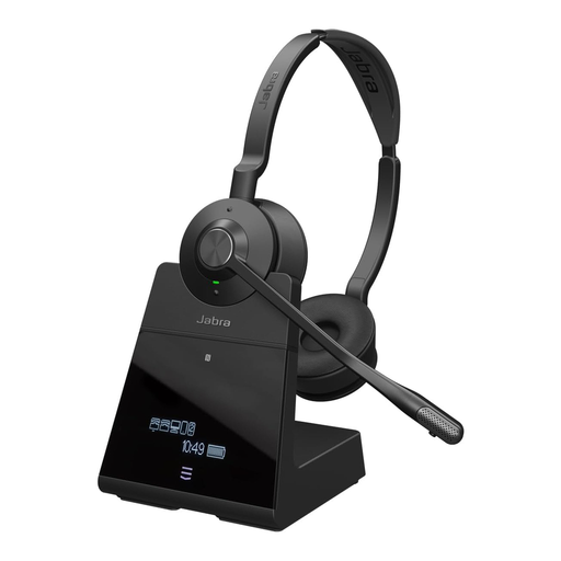 Jabra Engage 75 SE Wireless Stereo Headset for Professional Calls, DECT, 150m Range, USB-C to USB-A with Advanced Noise-Cancelling Microphone, with Stand, Cable - Black