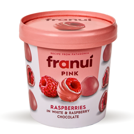 FRANUI Pink White Chocolate and Raspberry, chocolate-coated raspberries, 150 g