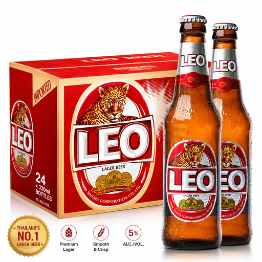 LEO Premium Thai Lager Beer 24 Pack x 330ml | 5% ABV