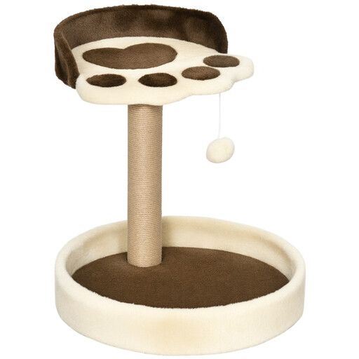 Arbre à chat d’intérieur de 44 cm avec griffoir en sisal et balle de jeu