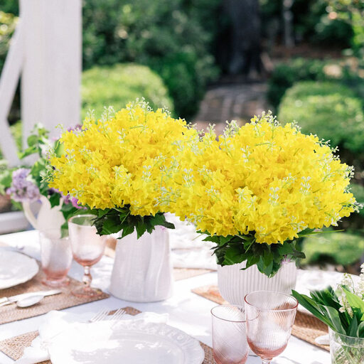 Yuejia 4Pcs 13.8in/35cm Artificial Hyacinth Flower Bouquet (Yellow)