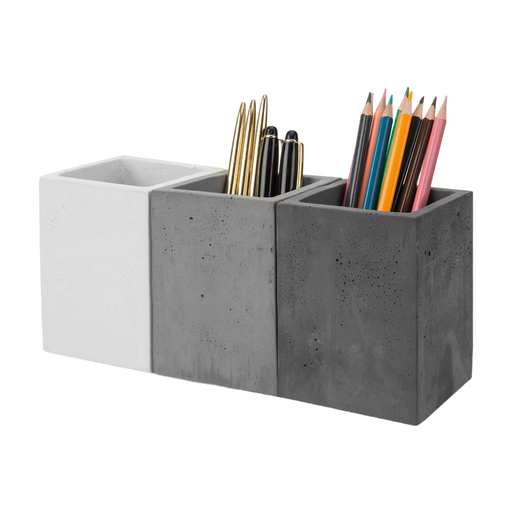 MyGift Modern Gray-Tone Concrete Pen & Pencil Holder