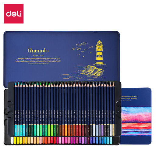 Deli Finenolo Colored Pencils, Metal Tin Art Supplies, 72-Color Set