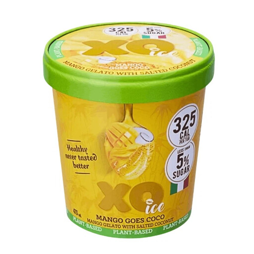 XO ICE Low Calories Mango and Coconut Gelato Plant Based 473ml