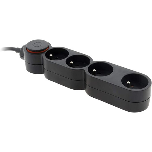 Zenitech Home Plug Strip 4 Socket 16A 2-Pin + Ground 1.5m Cable - Black