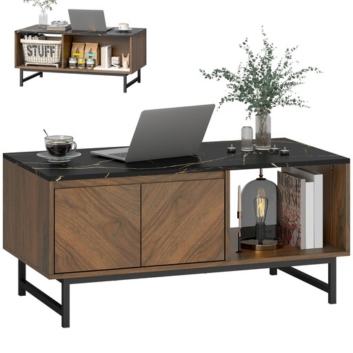 Table basse HOMCOM avec portes et compartiments ouverts