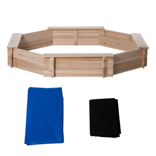 Outsunny Kids Wooden Sand Pit with Cover