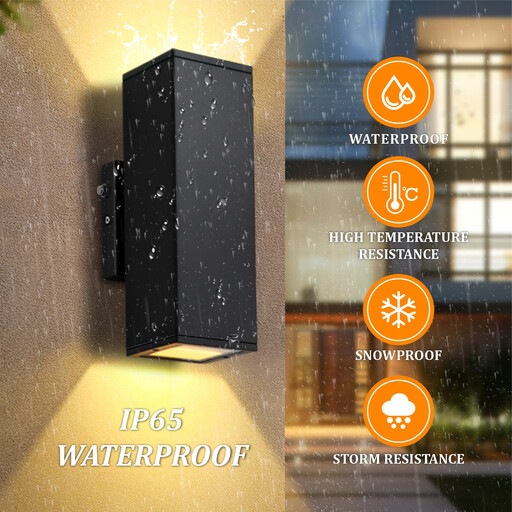 Arlgsite Outdoor Wall Light with Motion Sensor, 2700K Warm Light LED Up and Down Light