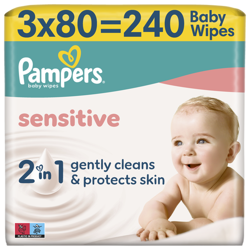 Pampers Sensitive baby wipes, 240 lingettes