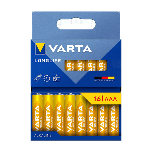 VARTA LONG LIFE AAA Alkaline Batteries, 16-Pack