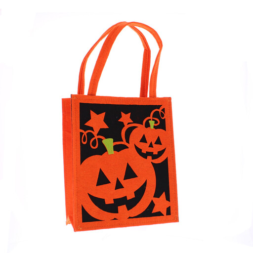 Festive 35Cm Halloween Orange Pumpkin Felt Bag