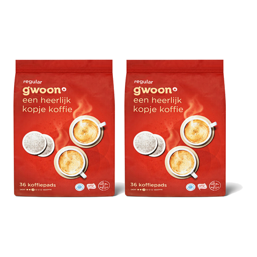 G'woon Regular Roast Coffee Pads - 36 pcs x2