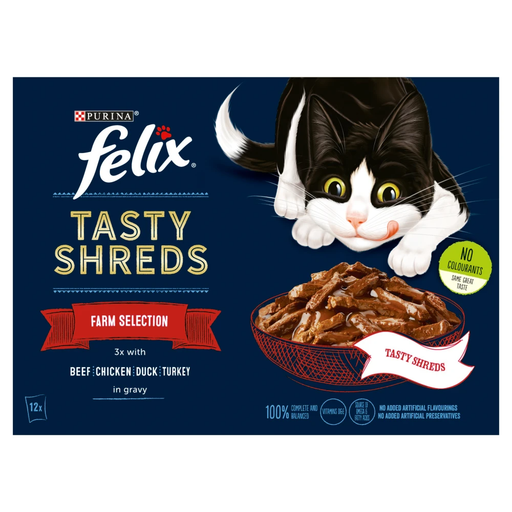 Felix Tasty Shreds Farm Selection in Gravy