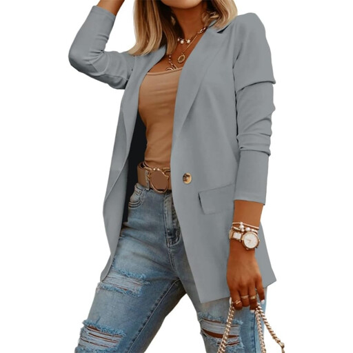 Women's Casual Long Sleeve Blazers Solid Color Knit Blazer