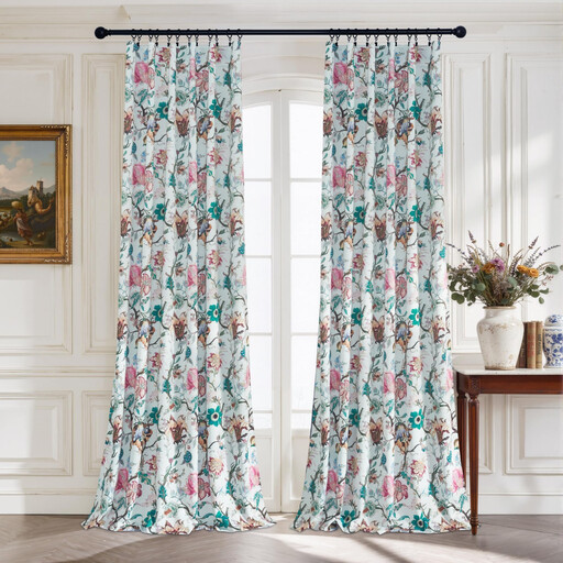 Rideaux occultants 100 % à motifs floraux PONY DANCE, Rose