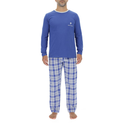 PIERRE CARDIN Men's Long Pyjamas in Royal Blue/Light Grey