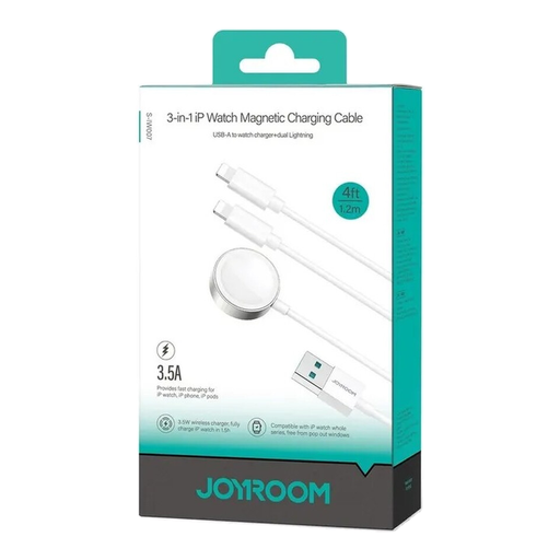 JOYROOM S-IW007 3-in-1 USB-A Magnetic Charging Cable – Lightning 1.2m – White