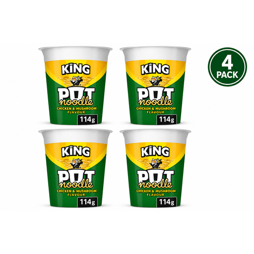 Pot Noodle King Chicken & Mushroom Flavour 114g (4 Packs)