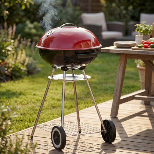 Garden Vida Memphis Freestanding Kettle Grill BBQ, Red & Black